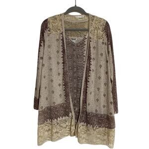 Vocal Two Piece‎ Open Cardigan Sleeveless Tank Shell Womens M Lace Embellished
